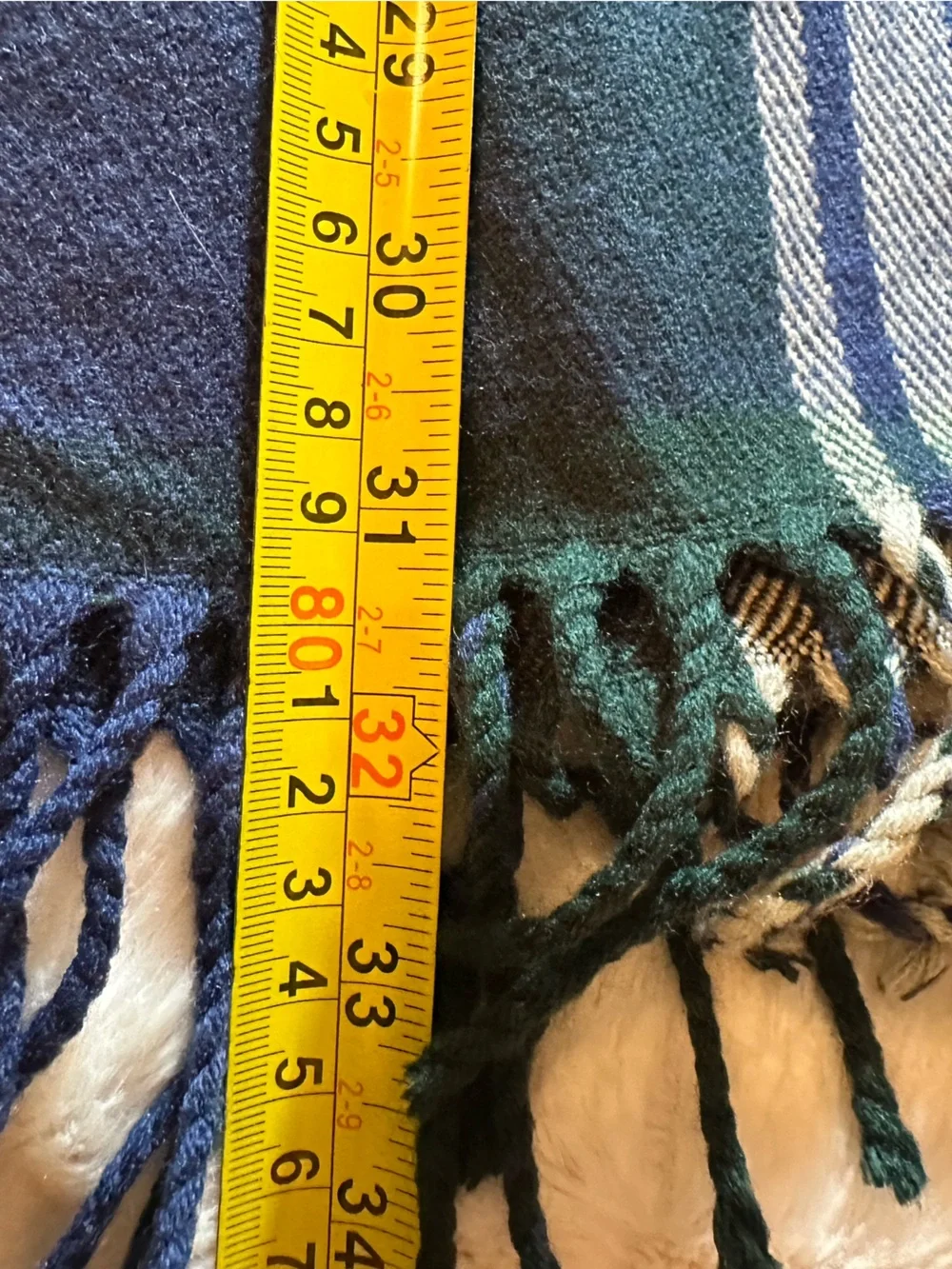 J.Crew Classic Oversized Plaid Blanket Scarf Wrap Fringed Green Navy